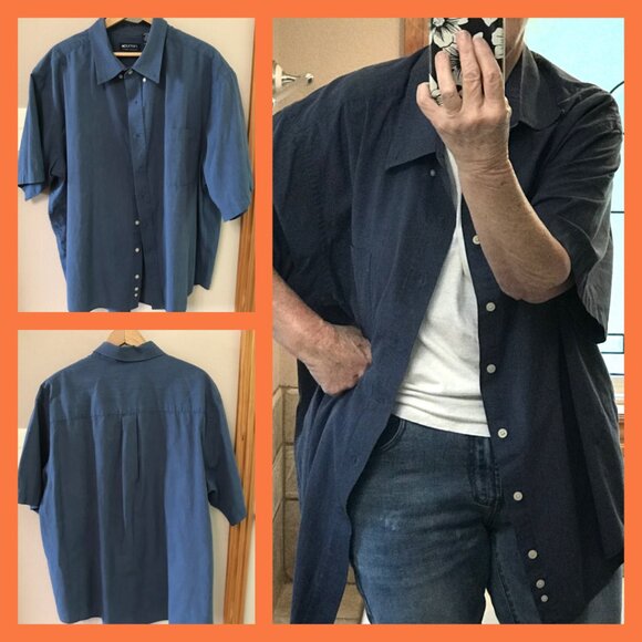 Puritan Button-Down Collar Shirt: Short Sleeves, Navy Men’s Size 2XL - Picture 7 of 7